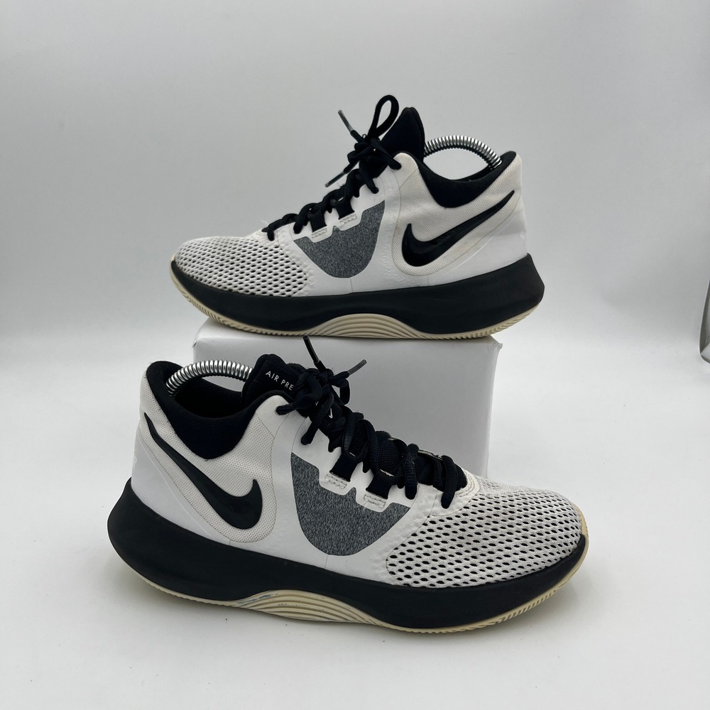Nike Air Precision III High Top Sneakers Men 6 White Black Basketball Activewear